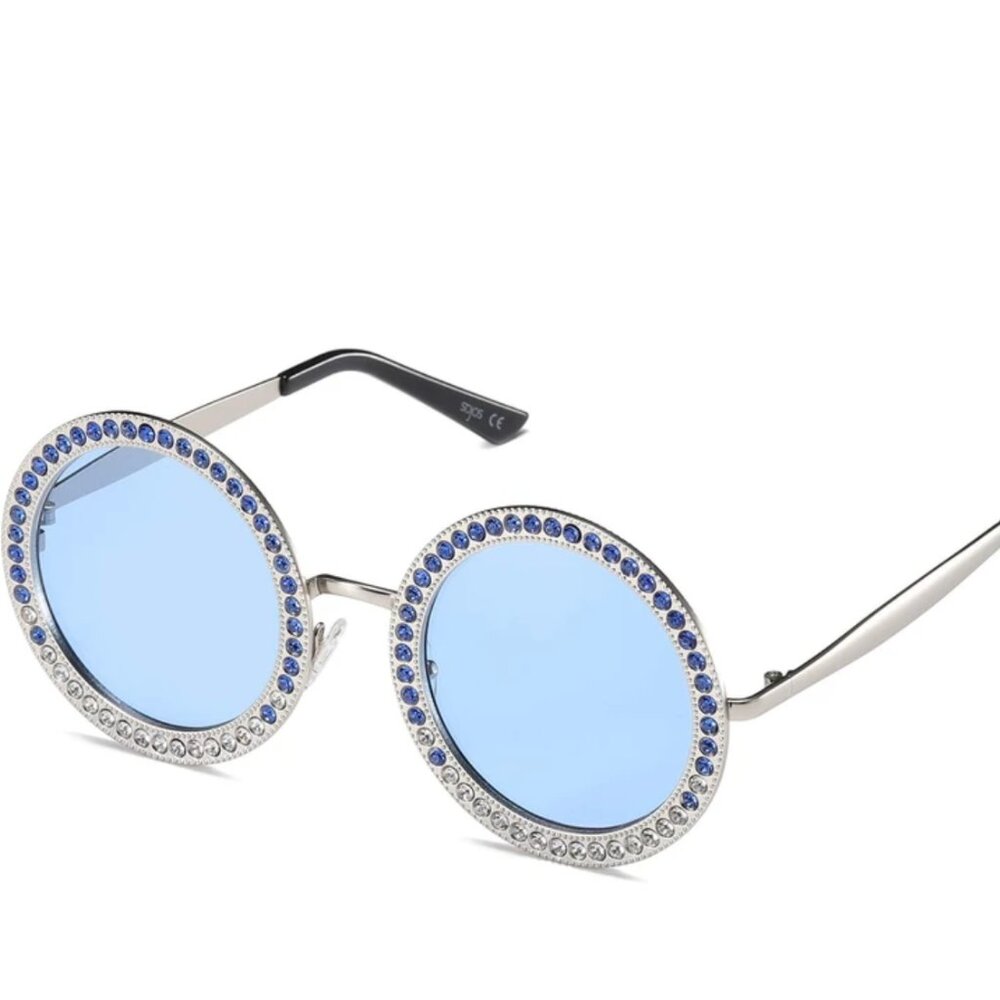 SOJOS Shining Oversized Round Rhinestone Sunglasses Festival Gem Sunnies SJ1095